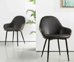 Mid-Century Modern Gray Faux Leather Dining Chairs, 2-Pack -Furniture Specialty Shop 810598715 A0 4