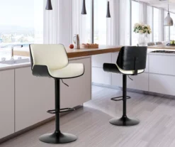 Glitzhome Mid-Century Modern Faux Leather Adjustable Bar Stools, 2-Pack -Furniture Specialty Shop 810598738 A0 3