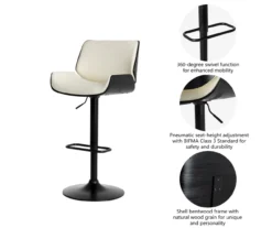 Glitzhome Mid-Century Modern Faux Leather Adjustable Bar Stools, 2-Pack -Furniture Specialty Shop 810598738 A0 5