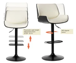 Glitzhome Mid-Century Modern Faux Leather Adjustable Bar Stools, 2-Pack -Furniture Specialty Shop 810598738 A0 6