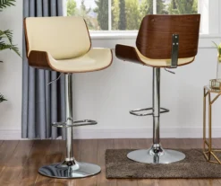 Glitzhome Mid-Century Modern Faux Leather & Chrome Adjustable Bar Stools, 2-Pack -Furniture Specialty Shop 810598740 A0 2