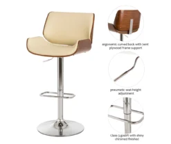 Glitzhome Mid-Century Modern Faux Leather & Chrome Adjustable Bar Stools, 2-Pack -Furniture Specialty Shop 810598740 A0 6