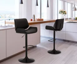 Glitzhome Mid-Century Modern Faux Leather Adjustable Bar Stools, 2-Pack -Furniture Specialty Shop 810598741 A0 2