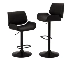Glitzhome Mid-Century Modern Faux Leather Adjustable Bar Stools, 2-Pack -Furniture Specialty Shop 810598741 A0 4