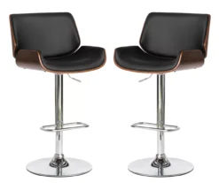 Glitzhome Mid-Century Modern Faux Leather & Chrome Adjustable Bar Stools, 2-Pack -Furniture Specialty Shop 810598742 A0 1