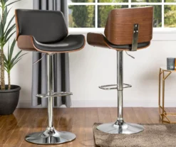 Glitzhome Mid-Century Modern Faux Leather & Chrome Adjustable Bar Stools, 2-Pack -Furniture Specialty Shop 810598742 A0 2