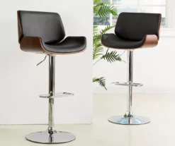 Glitzhome Mid-Century Modern Faux Leather & Chrome Adjustable Bar Stools, 2-Pack -Furniture Specialty Shop 810598742 A0 3