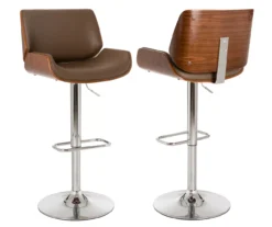 Glitzhome Mid-Century Modern Faux Leather & Chrome Adjustable Bar Stools, 2-Pack -Furniture Specialty Shop 810598743 A0 1