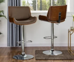 Glitzhome Mid-Century Modern Faux Leather & Chrome Adjustable Bar Stools, 2-Pack -Furniture Specialty Shop 810598743 A0 2