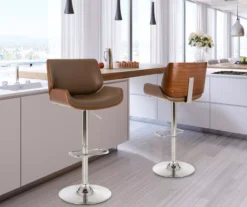 Glitzhome Mid-Century Modern Faux Leather & Chrome Adjustable Bar Stools, 2-Pack -Furniture Specialty Shop 810598743 A0 3