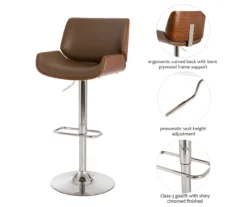 Glitzhome Mid-Century Modern Faux Leather & Chrome Adjustable Bar Stools, 2-Pack -Furniture Specialty Shop 810598743 A0 6