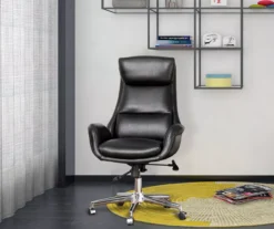 Black Mid-Century Modern Faux Leather Executive Office Chair -Furniture Specialty Shop 810598936 A0 3