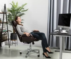 Dark Brown Mid-Century Modern Faux Leather Executive Office Chair -Furniture Specialty Shop 810598937 A0 3