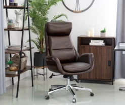 Dark Brown Mid-Century Modern Faux Leather Executive Office Chair -Furniture Specialty Shop 810598937 A0 4