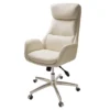 Cream Mid-Century Modern Faux Leather Executive Office Chair -Furniture Specialty Shop 810598938 A0 1