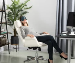 Cream Mid-Century Modern Faux Leather Executive Office Chair -Furniture Specialty Shop 810598938 A0 3