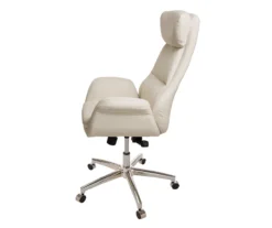 Cream Mid-Century Modern Faux Leather Executive Office Chair -Furniture Specialty Shop 810598938 A0 4