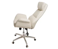 Cream Mid-Century Modern Faux Leather Executive Office Chair -Furniture Specialty Shop 810598938 A0 5