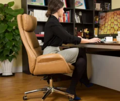 Light Brown Mid-Century Modern Faux Leather Executive Office Chair -Furniture Specialty Shop 810598939 A0 2