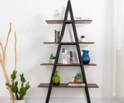 Walnut Modern A-Frame 4-Shelf Bookcase -Furniture Specialty Shop 810598942 A0 3