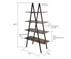 Walnut Modern A-Frame 4-Shelf Bookcase -Furniture Specialty Shop 810598942 A0 7