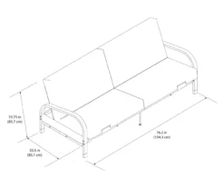 DHP Elbern Black Metal Futon With Cover -Furniture Specialty Shop 810599700 810600181 810600182 A8 1