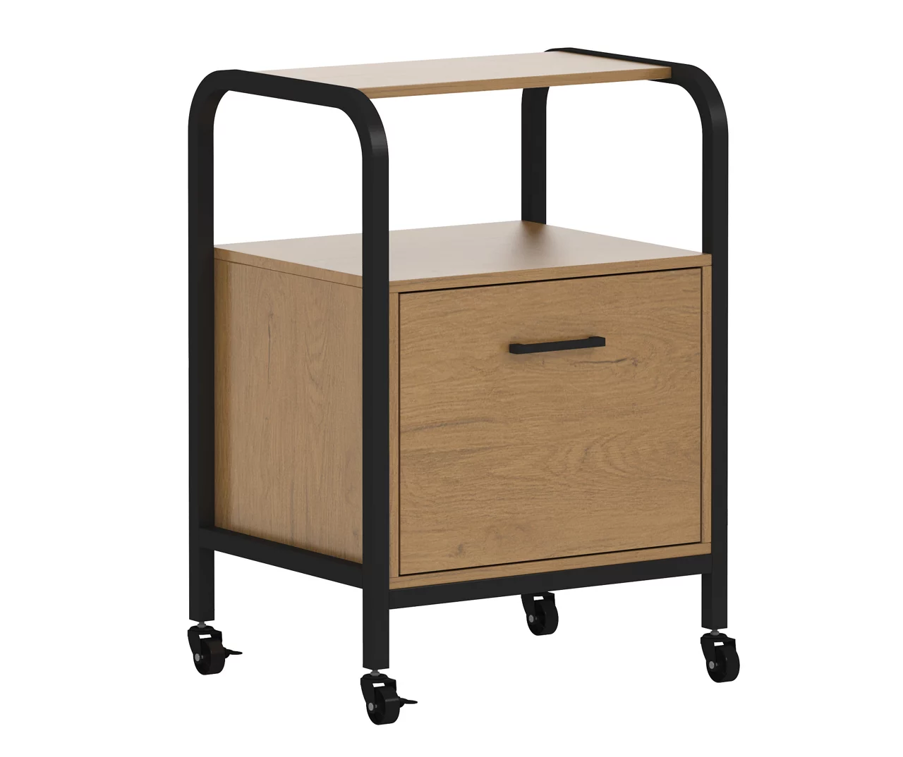 Wood & Metal File Rolling Storage Cart 3 Wood & Metal File Rolling Storage Cart
