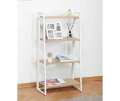 Blonde Wood Look & White 4-Tier Folding Bookcase -Furniture Specialty Shop 810606565 A0 2