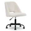 Cream Faux Wool Boucle Rolling Swivel Office Chair -Furniture Specialty Shop 810606674 A0 1