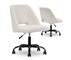 Cream Faux Wool Boucle Rolling Swivel Office Chair -Furniture Specialty Shop 810606674 A0 11