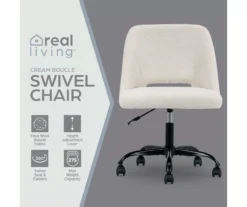 Cream Faux Wool Boucle Rolling Swivel Office Chair -Furniture Specialty Shop 810606674 A0 2