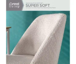 Cream Faux Wool Boucle Rolling Swivel Office Chair -Furniture Specialty Shop 810606674 A0 3