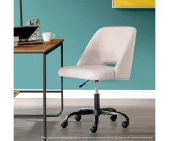 Cream Faux Wool Boucle Rolling Swivel Office Chair -Furniture Specialty Shop 810606674 A0 8