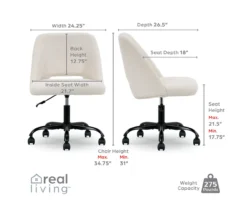 Cream Faux Wool Boucle Rolling Swivel Office Chair -Furniture Specialty Shop 810606674 A0 9