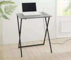 Wood Look Folding Table With USB Charging -Furniture Specialty Shop 810612177 B0 2