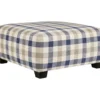 Meggett Blue & Beige Plaid Oversize Accent Ottoman -Furniture Specialty Shop 810612370 1
