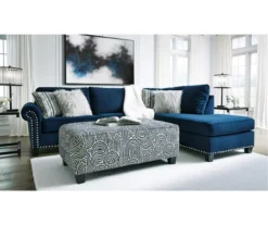 Trendle Blue & Tan Oversize Accent Ottoman -Furniture Specialty Shop 810612384 4