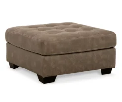 Keskin Brown Faux Leather Oversize Accent Ottoman