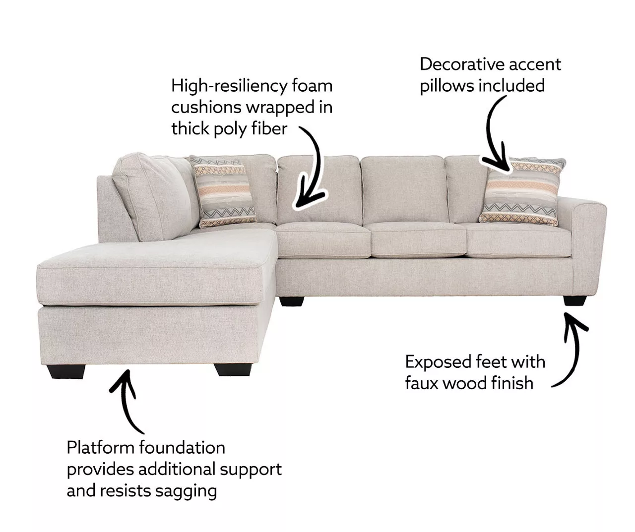 Broyhill Dudlee Bisque Sectional 4 Broyhill Dudlee Bisque Sectional - Image 2