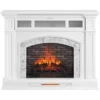 62" White Marble Grand Electric Fireplace Console -Furniture Specialty Shop 810617766 A0 1