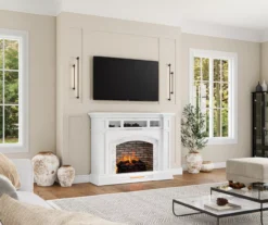 62" White Marble Grand Electric Fireplace Console -Furniture Specialty Shop 810617766 B0 3