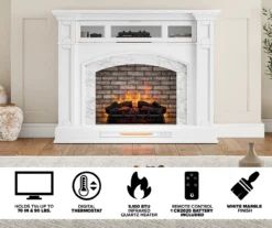 62" White Marble Grand Electric Fireplace Console -Furniture Specialty Shop 810617766 M7