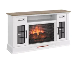 60" White 2-Door Electric Fireplace Console -Furniture Specialty Shop 810618088 A0 2