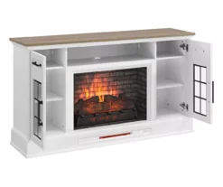 60" White 2-Door Electric Fireplace Console -Furniture Specialty Shop 810618088 A0 3