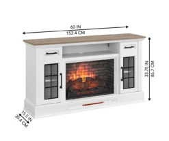 60" White 2-Door Electric Fireplace Console -Furniture Specialty Shop 810618088 A6
