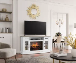 60" White 2-Door Electric Fireplace Console -Furniture Specialty Shop 810618088 B0 3
