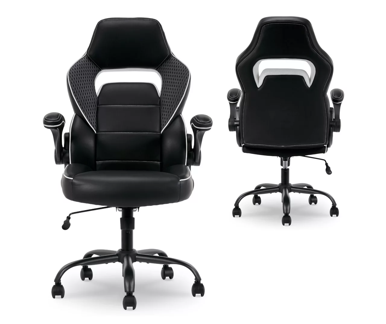 White & Black Faux Leather Gaming Chair 11 White & Black Faux Leather Gaming Chair - Image 9