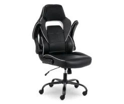 White & Black Faux Leather Gaming Chair 21 White & Black Faux Leather Gaming Chair -Furniture Specialty Shop 810618952 A0 9