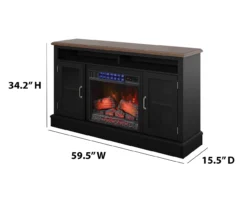 59.5" Black CoolGlow Electric Fireplace & Fan Console 20 59.5" Black CoolGlow Electric Fireplace & Fan Console -Furniture Specialty Shop 810620259 A6