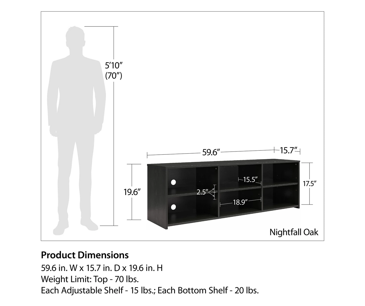 60" Capstan Black Oak TV Stand 10 60" Capstan Black Oak TV Stand - Image 8